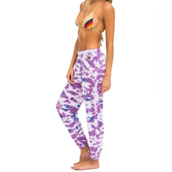 Aviator Nation Pants - AVIATOR NATION HAND DYED SWEATPANTS TIE DYE MAGENTA